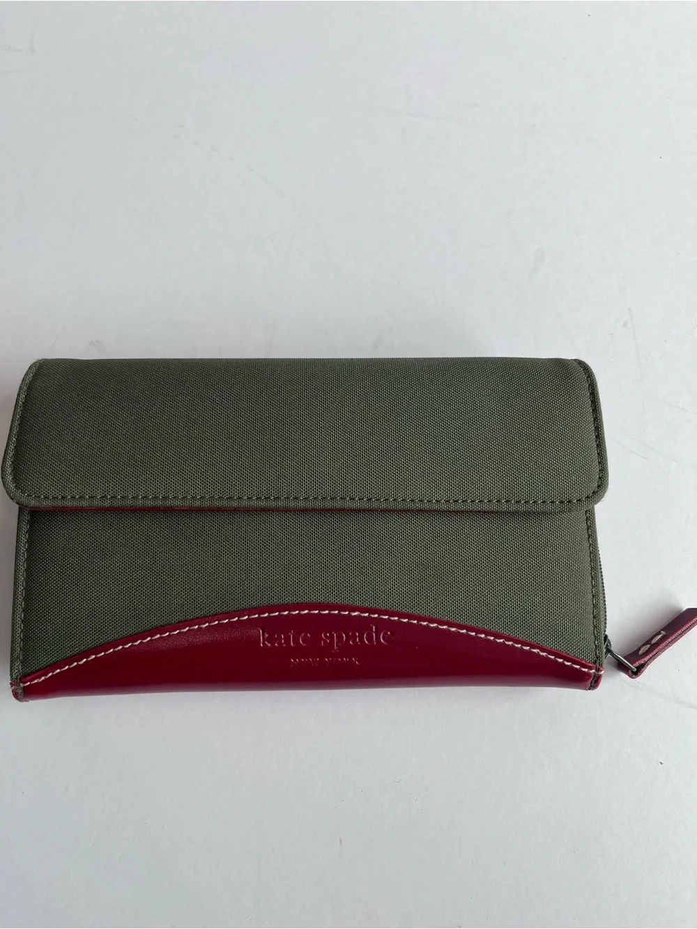 kate spade Olive Green and Burgundy Wallet